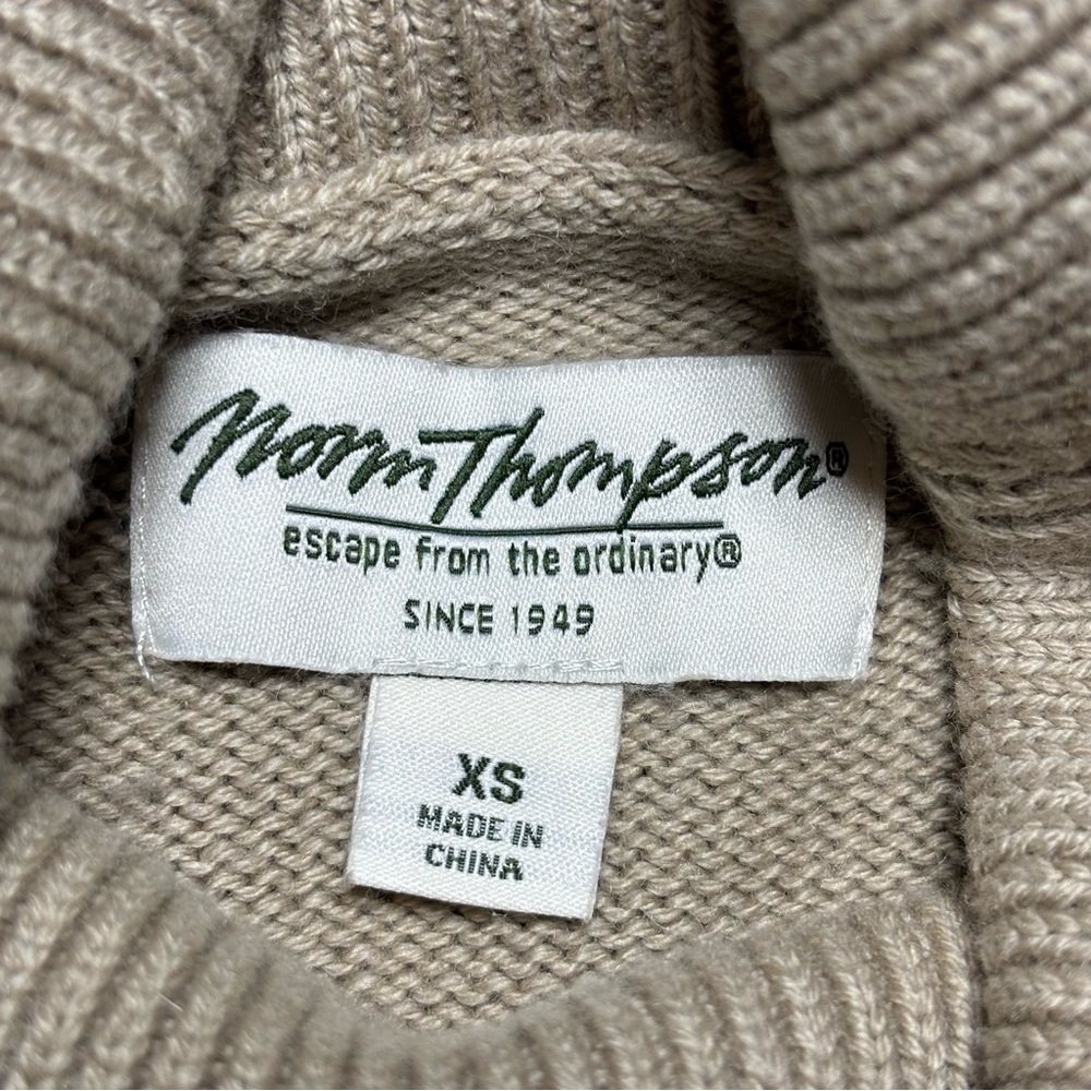 Vintage Norm Thompson Sweater Womens Extra Small Wool Fox Houndstooth Turtleneck - Picture 2 of 6